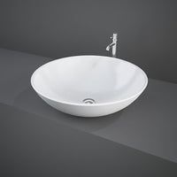 Lavabo da Appoggio tondo d. 45,5 x h. 16 cm Rak Diana in ceramica bianco lucido