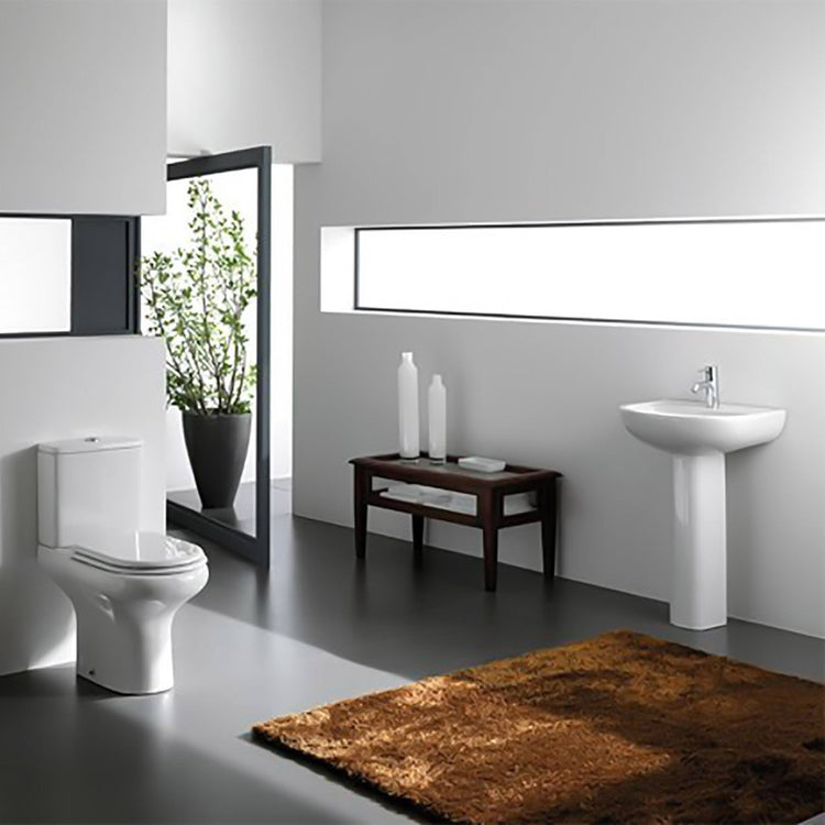 Lavabo con colonna 55 cm in ceramica bianco lucido salvaspazio monoforo