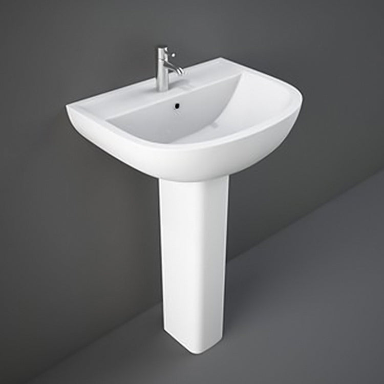 Lavabo con colonna 55 cm in ceramica bianco lucido salvaspazio monoforo