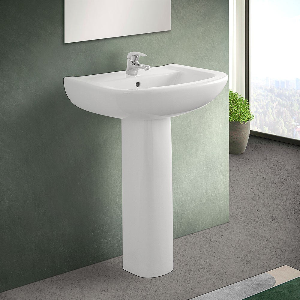 Lavabo con colonna 60 cm in ceramica bianco lucido  | Miracle