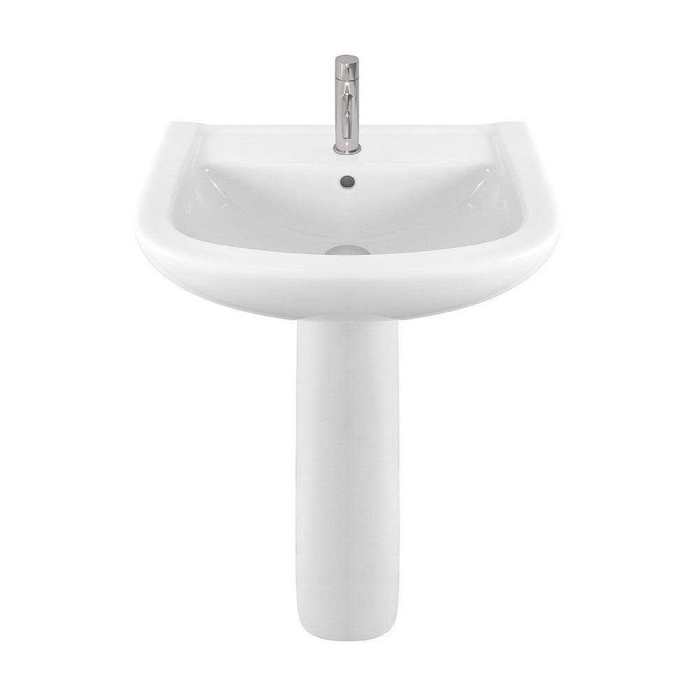 Lavabo con colonna 60 cm in ceramica bianco lucido  | Miracle