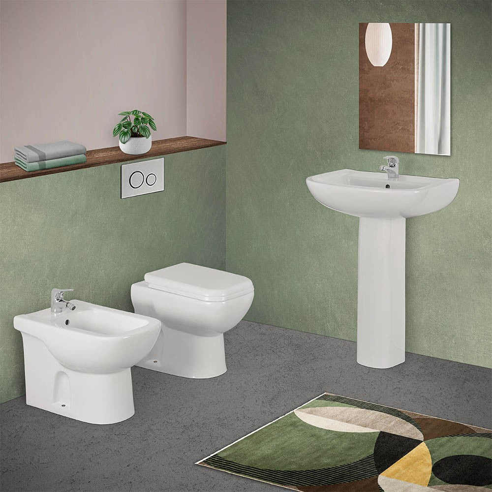 Lavabo con colonna 60 cm in ceramica bianco lucido  | Miracle