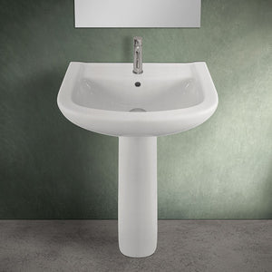 Lavabo con colonna 60 cm in ceramica bianco lucido  | Miracle