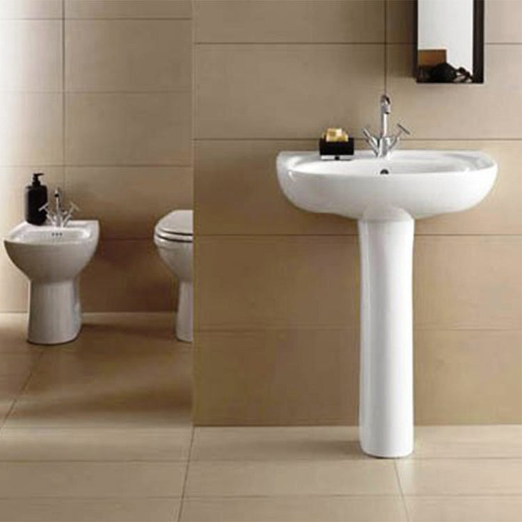 Lavabo con colonna 60 cm Geberit in ceramica lucida Colibrà¬