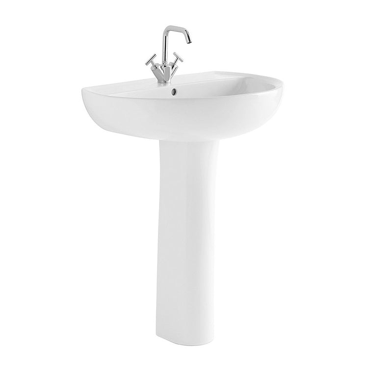 Lavabo con colonna 60 cm Geberit in ceramica lucida Colibrà¬