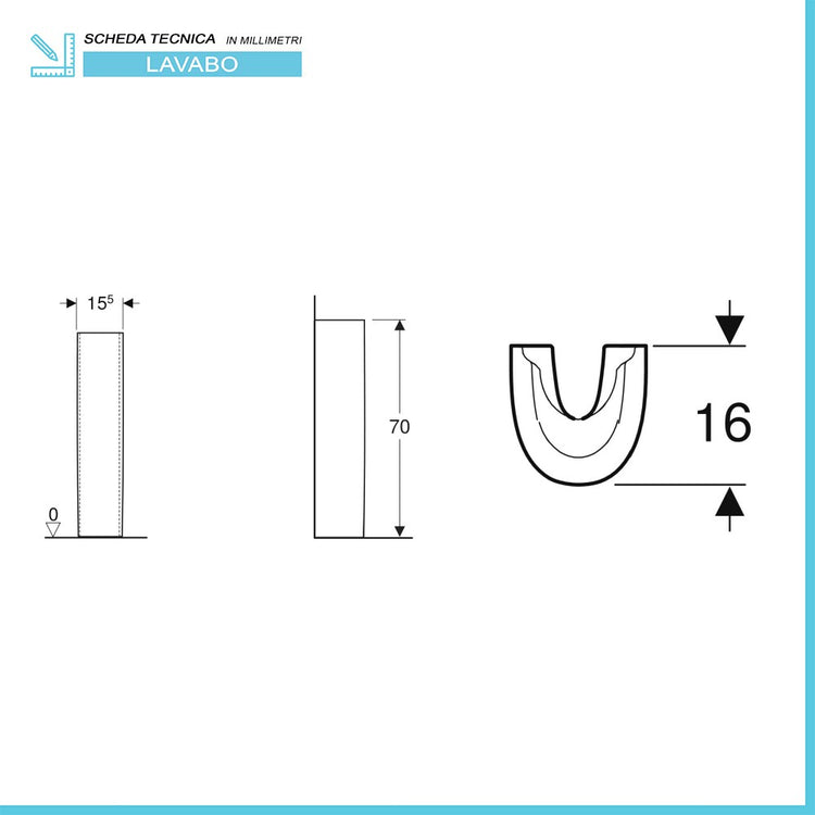 Lavabo con colonna 60 cm Geberit in ceramica lucida Colibrà¬