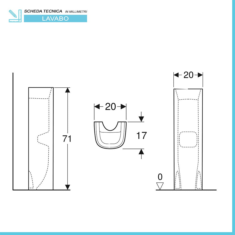 Lavabo con colonna Geberit 50 cm bianco lucido Fantasia 