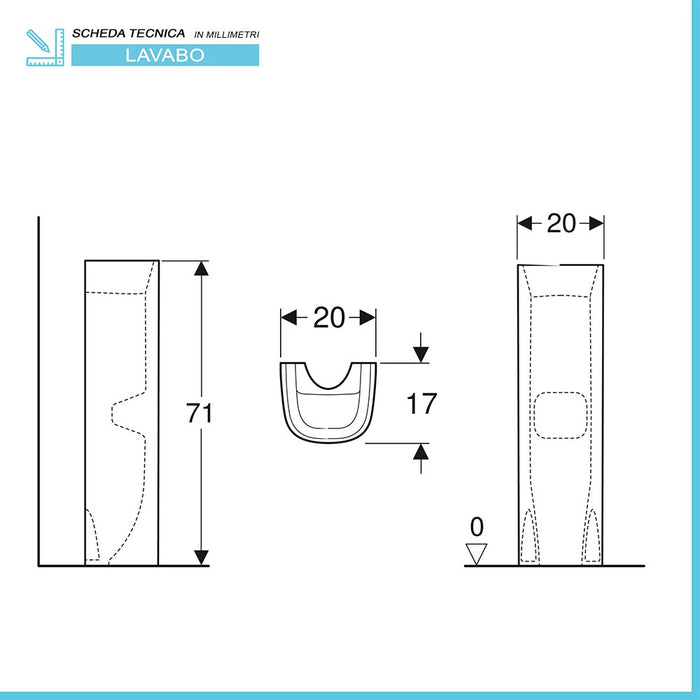 Lavabo con colonna Geberit 50 cm bianco lucido Fantasia 