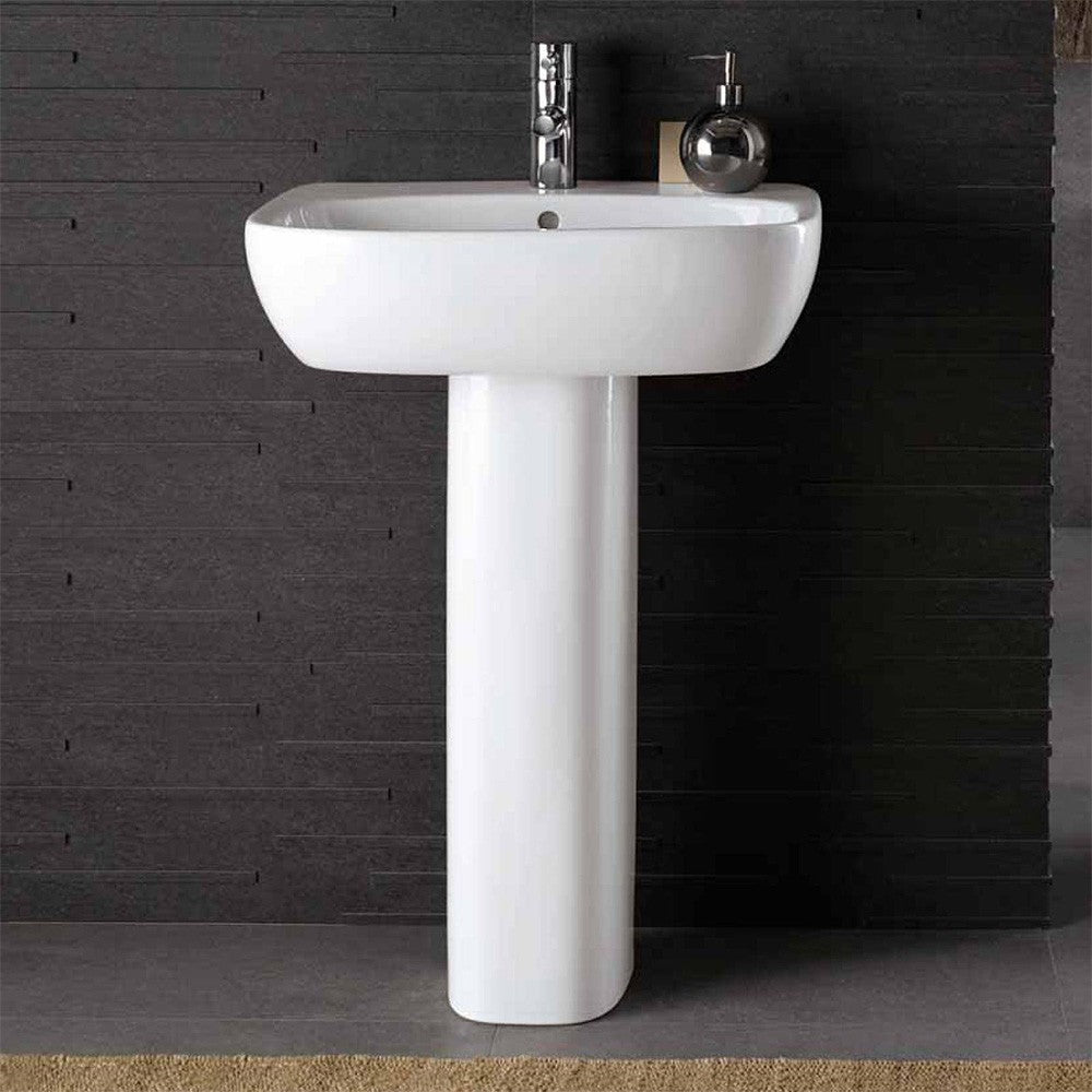 Lavabo con colonna Geberit 50 cm bianco lucido Fantasia 