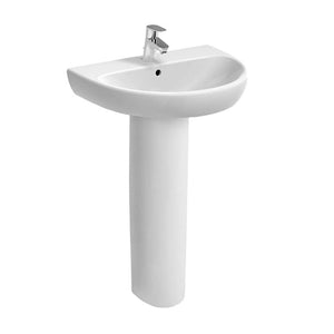 Lavabo con colonna Geberit 55 cm in ceramica bianco Selnova 