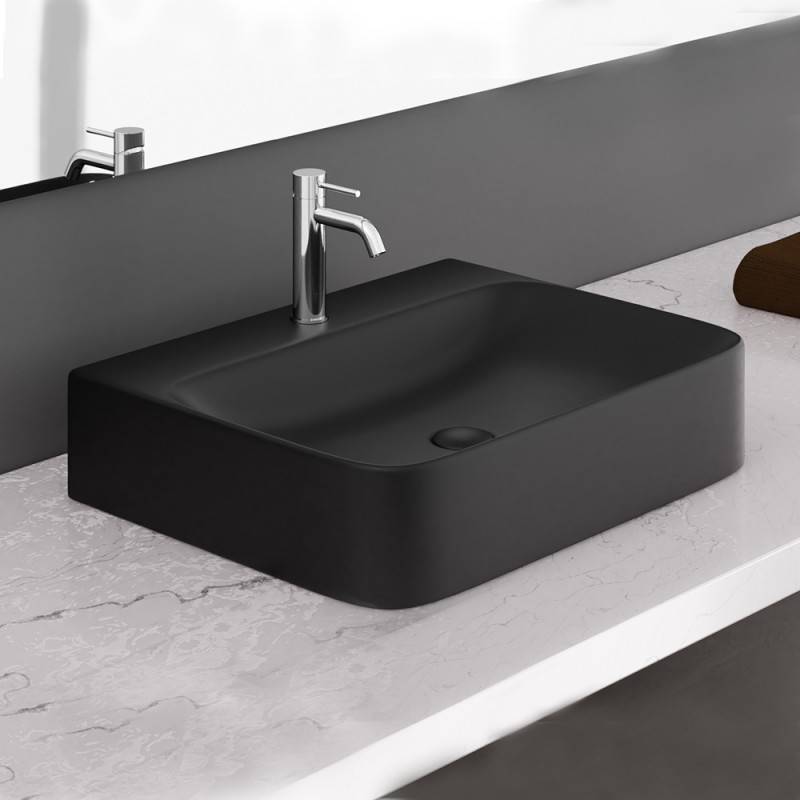 Lavabo d'appoggio grigio in ceramica da 50,5 x 40,5 cm - Serie Nature cod 82212