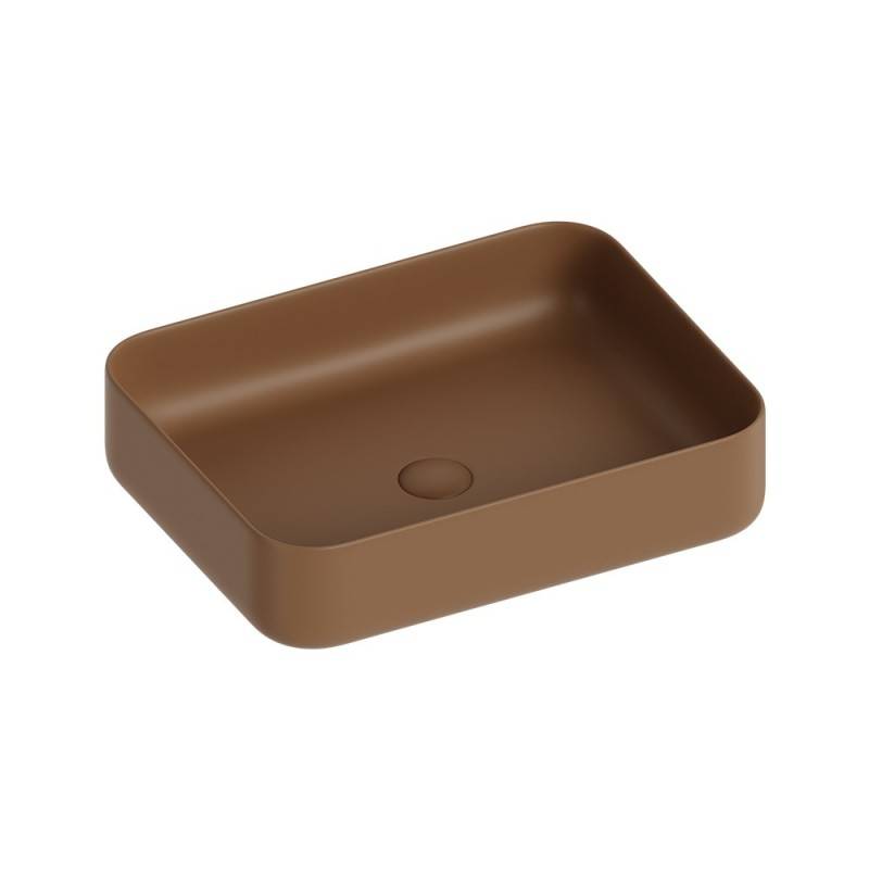 Lavabo d'appoggio rettangolare in ceramica da 50x40 cm marrone - Serie Nature cod 82207