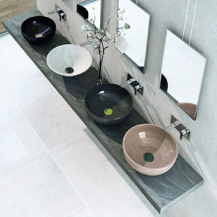 Lavabo da appoggio 40 cm grigio cemento con rilievi sul fondo | Logos