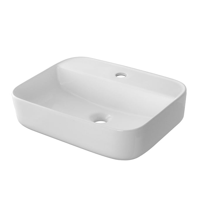 Lavabo da appoggio 50x39 cm design moderno in ceramica bianca lucida