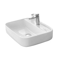 Lavabo da appoggio 50x39 cm design moderno in ceramica bianca lucida