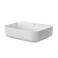 Lavabo da appoggio 50x39 cm design moderno in ceramica bianca lucida