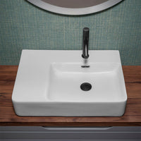 Lavabo da appoggio 60x43 con vasca a destra in ceramica lucida