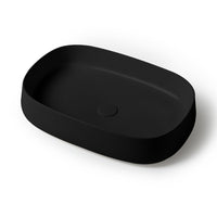 Lavabo da appoggio 60 cm rettangolare in ceramica nero opaco Milos