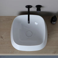 Lavabo da appoggio in ceramica bianco lucido quadrato 42 cm Aris