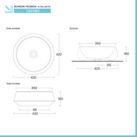 Lavabo da appoggio in ceramica bianco lucido tondo 42 cm Aris