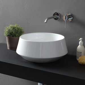 Lavabo da appoggio in ceramica bianco lucido tondo 42 cm Aris