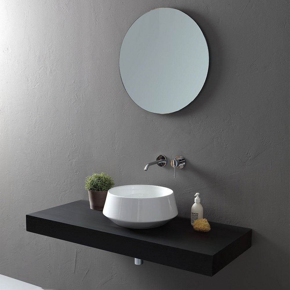 Lavabo da appoggio in ceramica bianco lucido tondo 42 cm Aris