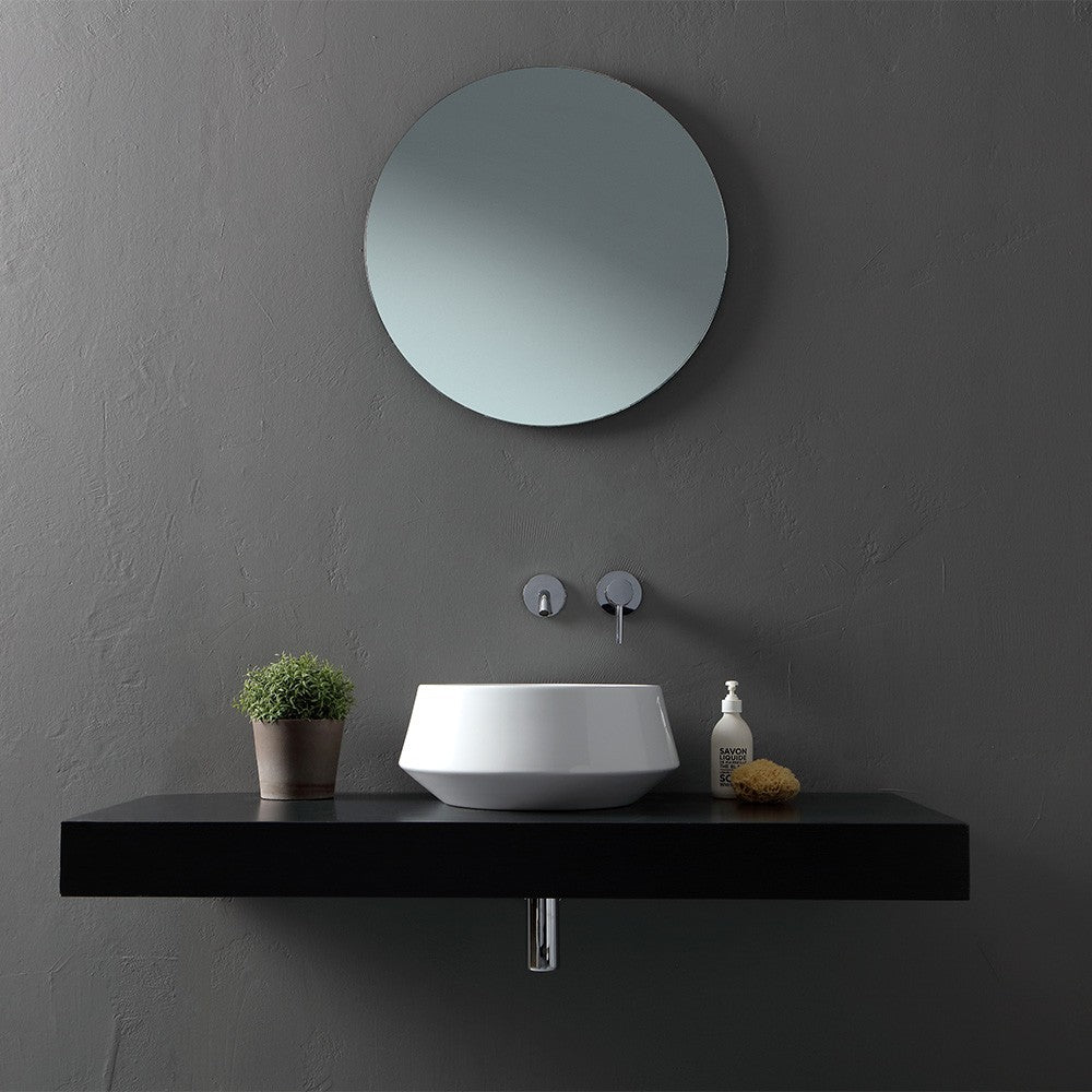 Lavabo da appoggio in ceramica bianco lucido tondo 42 cm Aris