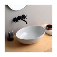 Lavabo da appoggio in ceramica mini shell bianco lucido