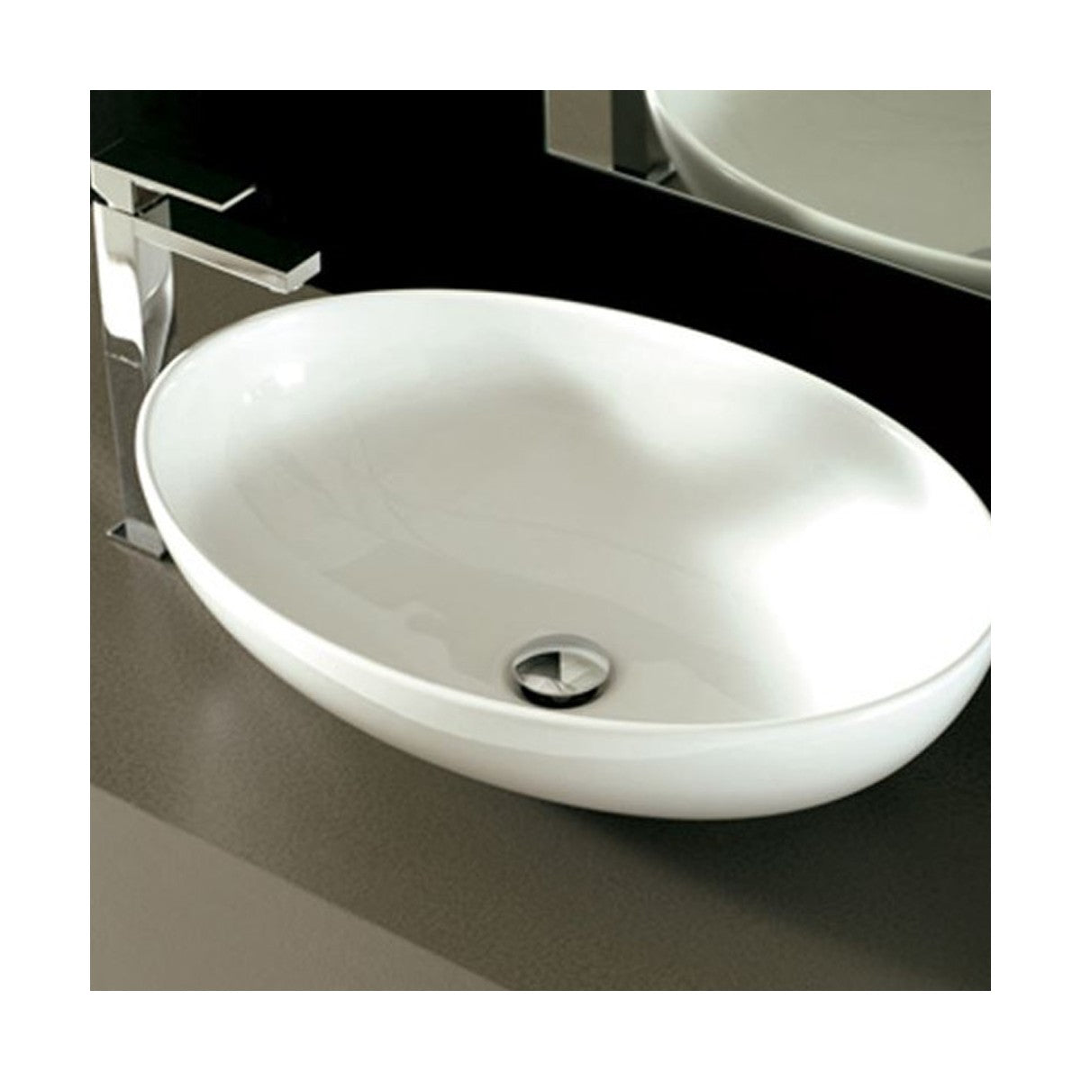 Lavabo da appoggio in ceramica mini shell bianco satinato