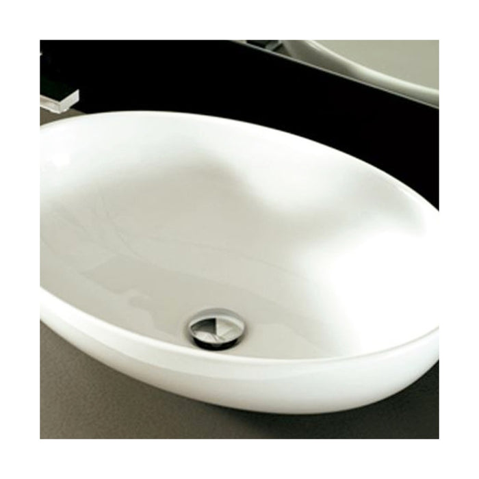 Lavabo da appoggio in ceramica mini shell bianco satinato