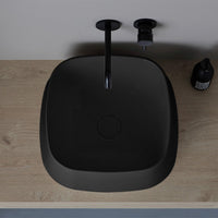 Lavabo da appoggio in ceramica nero opaco quadrato 42 cm Aris