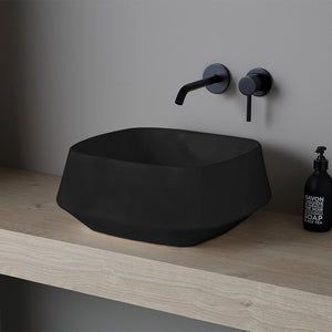 Lavabo da appoggio in ceramica nero opaco quadrato 42 cm Aris