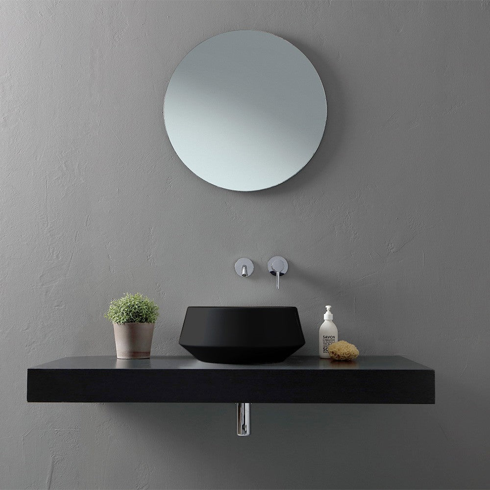 Lavabo da appoggio in ceramica nero opaco tondo 42 cm Aris