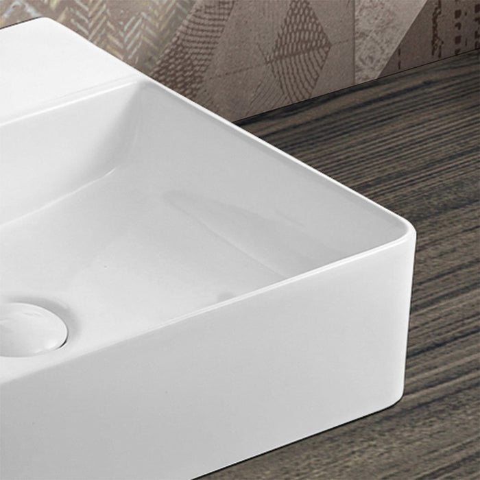 Lavabo da appoggio in ceramica rettangolare 60x42 cm bianco lucido