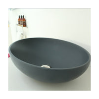 Lavabo da appoggio in solitex color ovale, colore grigio antracite