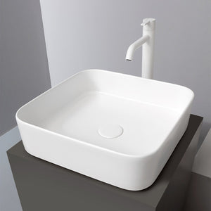 Lavabo da appoggio quadrato 40 in ceramica bianco opaco Epsilon 