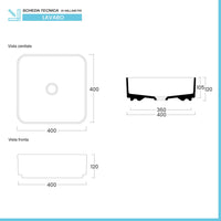 Lavabo da appoggio quadrato 40 in ceramica bianco opaco Epsilon 