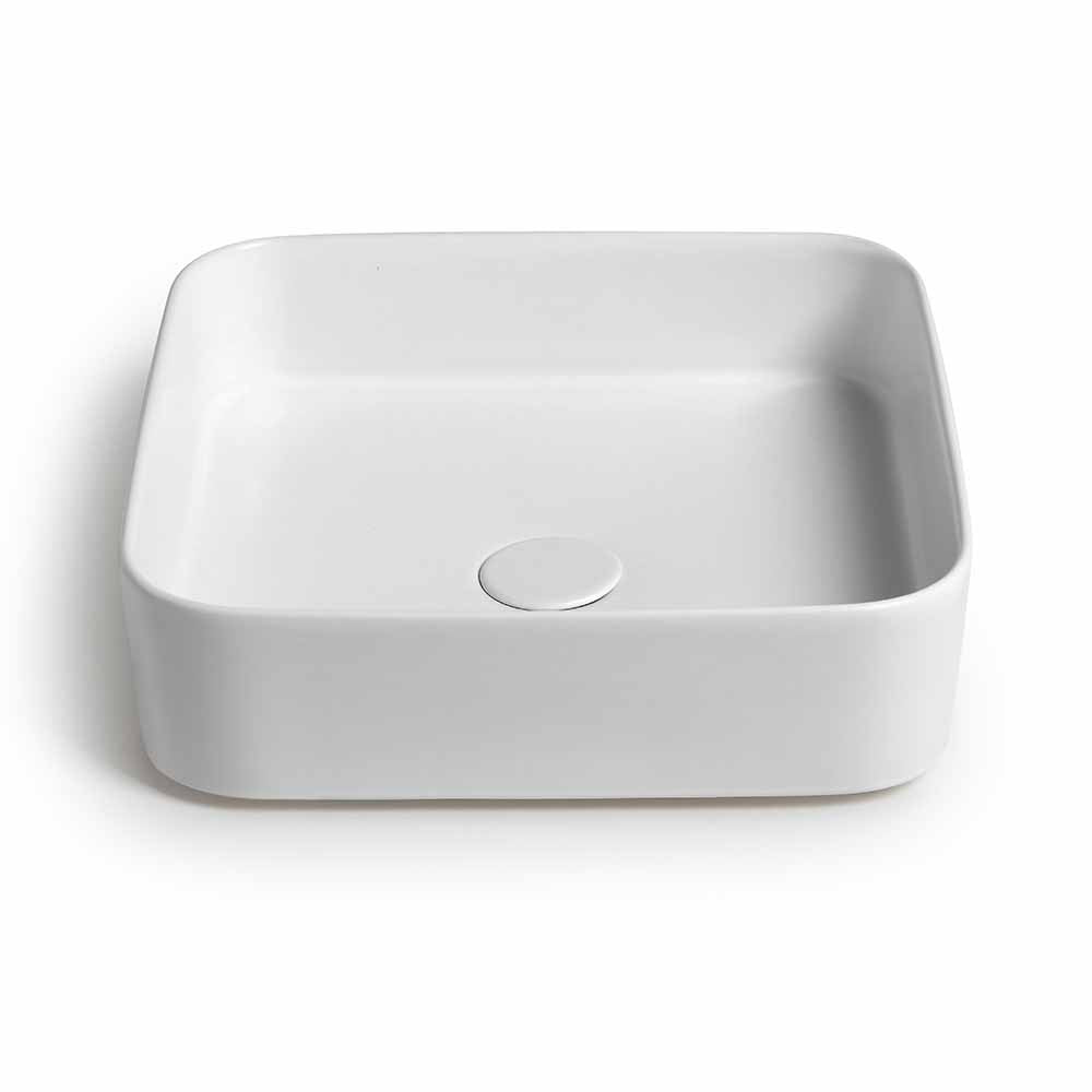 Lavabo da appoggio quadrato 40 in ceramica bianco opaco Epsilon 