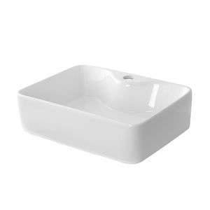 Lavabo da appoggio rettangolare 48x37 cm in ceramica bianca lucida