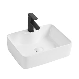 Lavabo da appoggio rettangolare 48x37 cm in ceramica bianca lucida