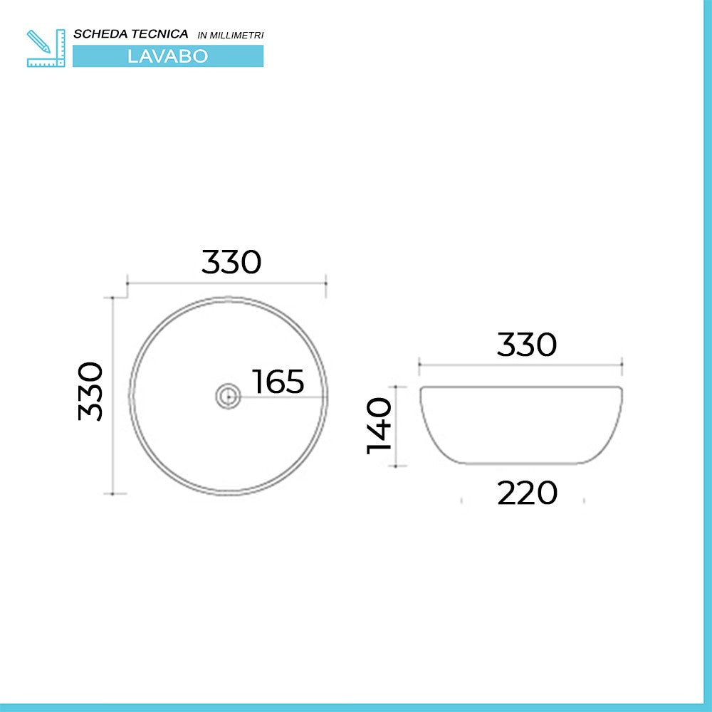 Lavabo da appoggio sabbia tondo 33 cm  in ceramica | Zelos