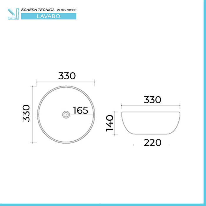 Lavabo da appoggio sabbia tondo 33 cm  in ceramica | Zelos