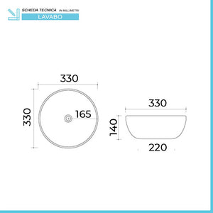 Lavabo da appoggio tondo 33 cm bianco lucido in ceramica | Zelos