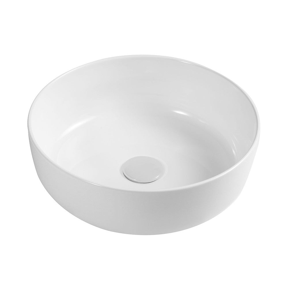 Lavabo da appoggio tondo 33 cm bianco lucido in ceramica | Zelos