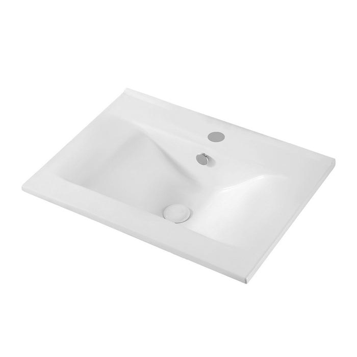 Lavabo da incasso soprapiano rettangolare L 62 x p 46 bianco in ceramica