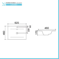 Lavabo da incasso soprapiano rettangolare L 62 x p 46 bianco in ceramica