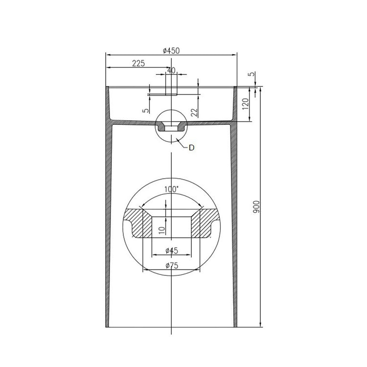 Lavabo freestanding in resina bianca stone