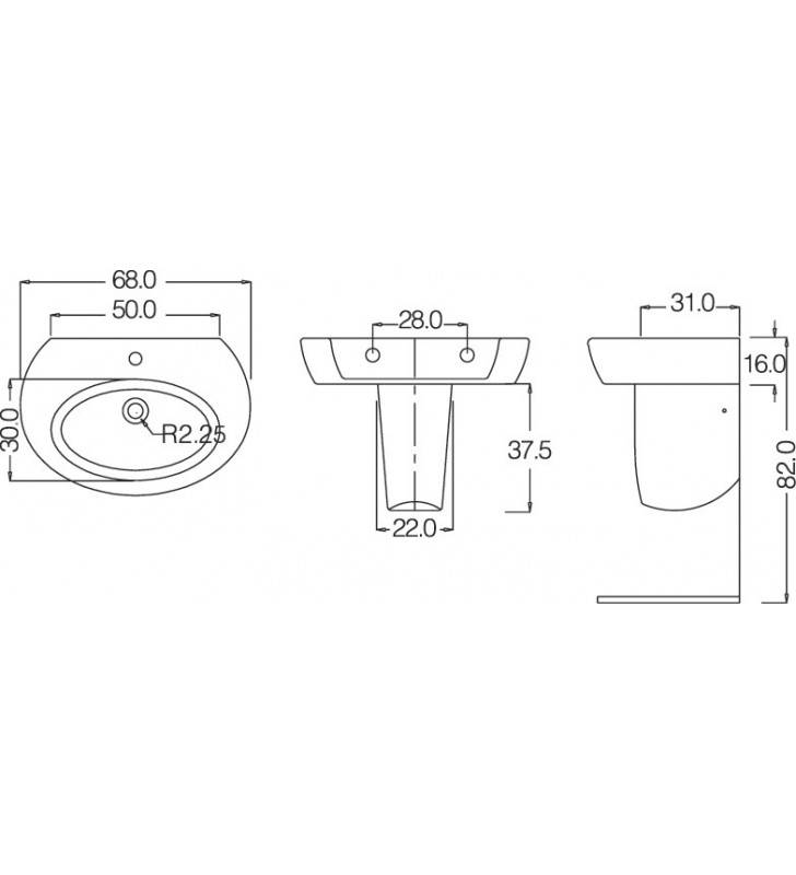 Lavabo serie one monoforo 60 cm cod 81982