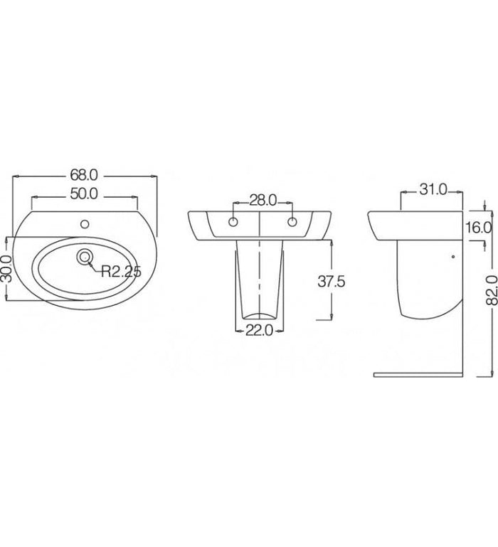 Lavabo serie one monoforo 60 cm cod 81982