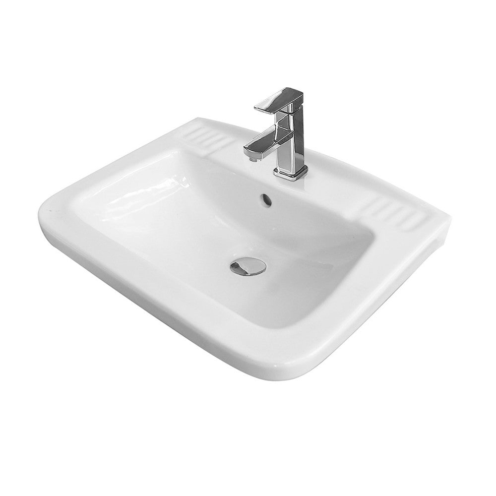 Lavabo sospeso 45x35 salvaspazio bianco in ceramica